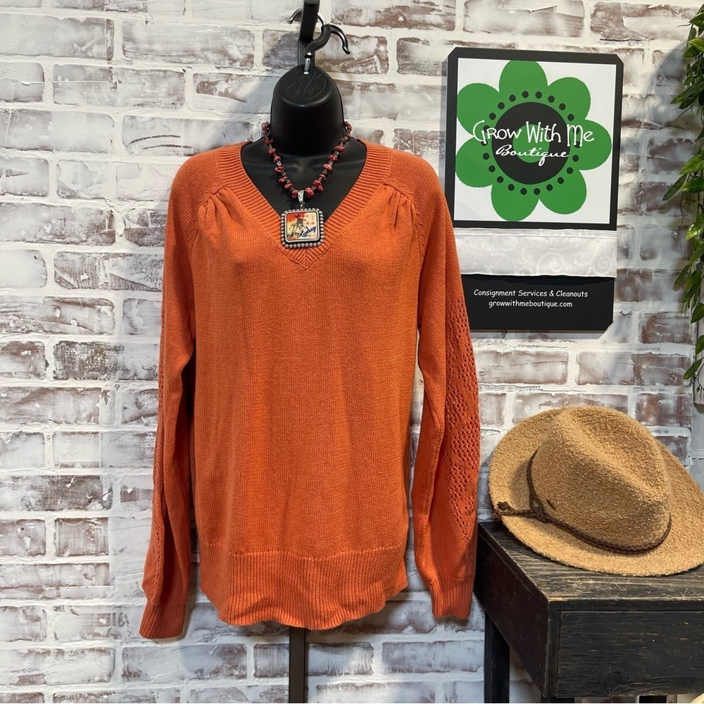 AnyBody Vibrant Orange Knit sweater Small